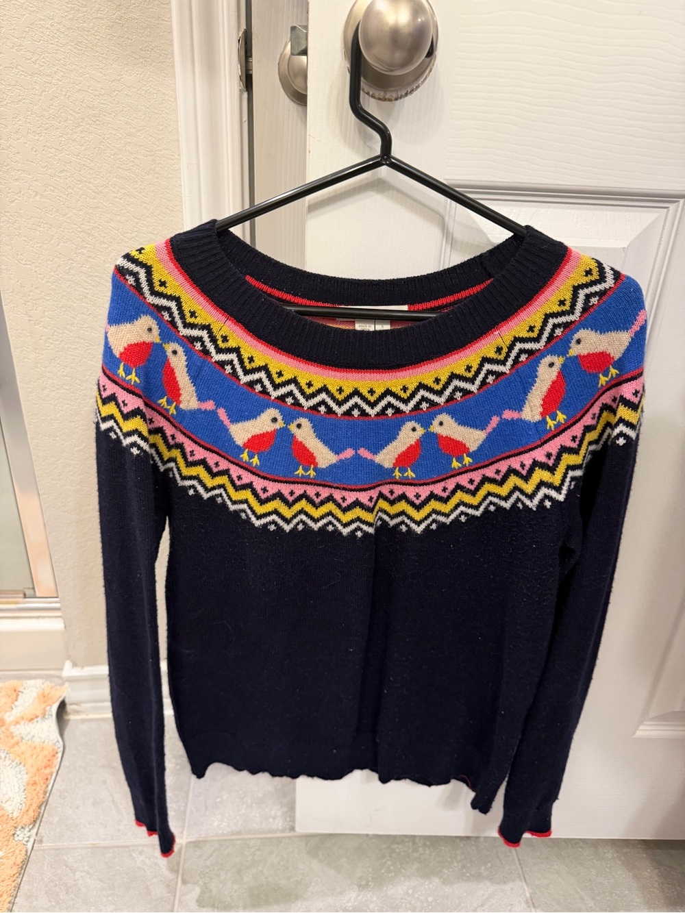 Boden Navy Bird Fair Isle Sweater – Small